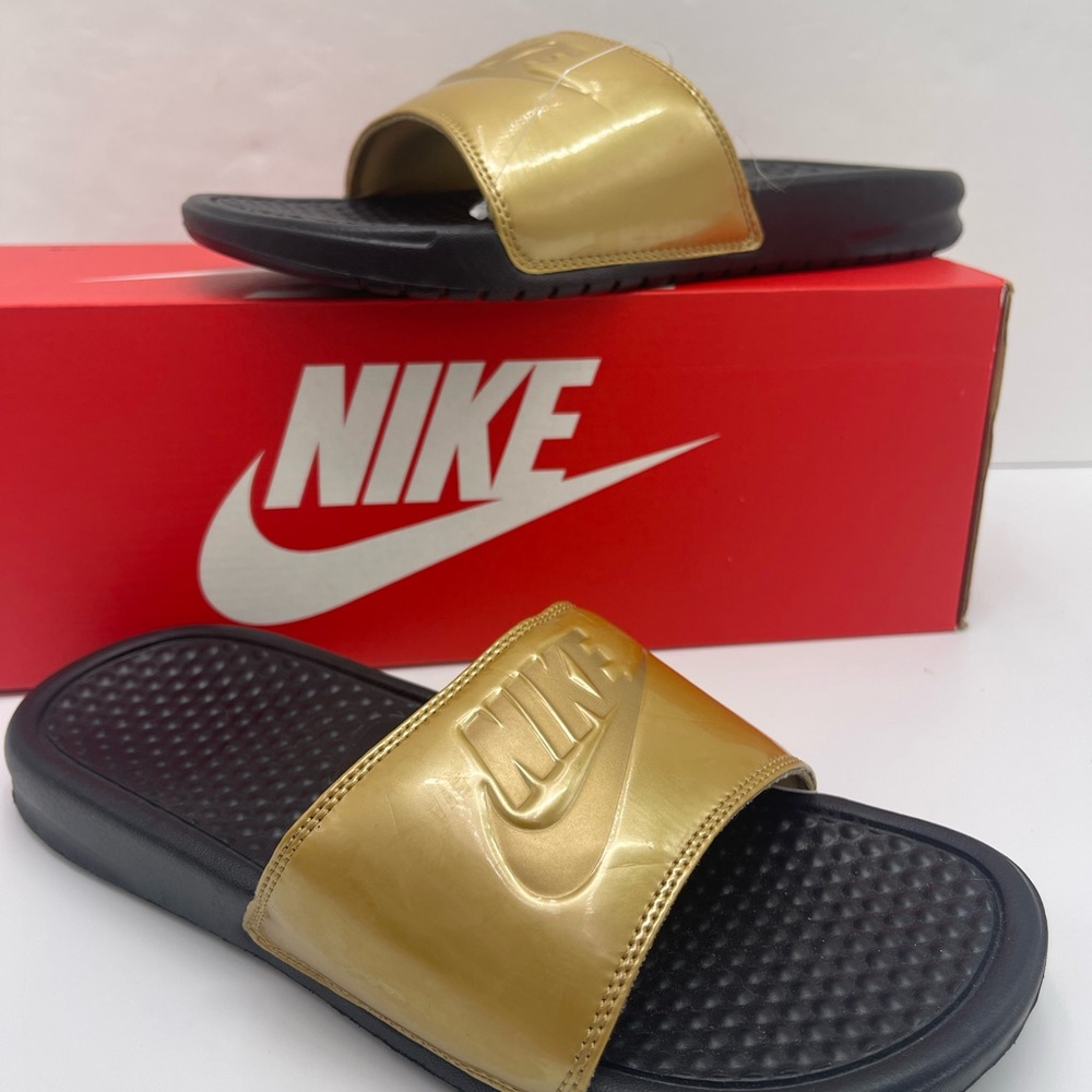 Nike WMNS Black and Gold Slide Sandals - Picture 14 of 16